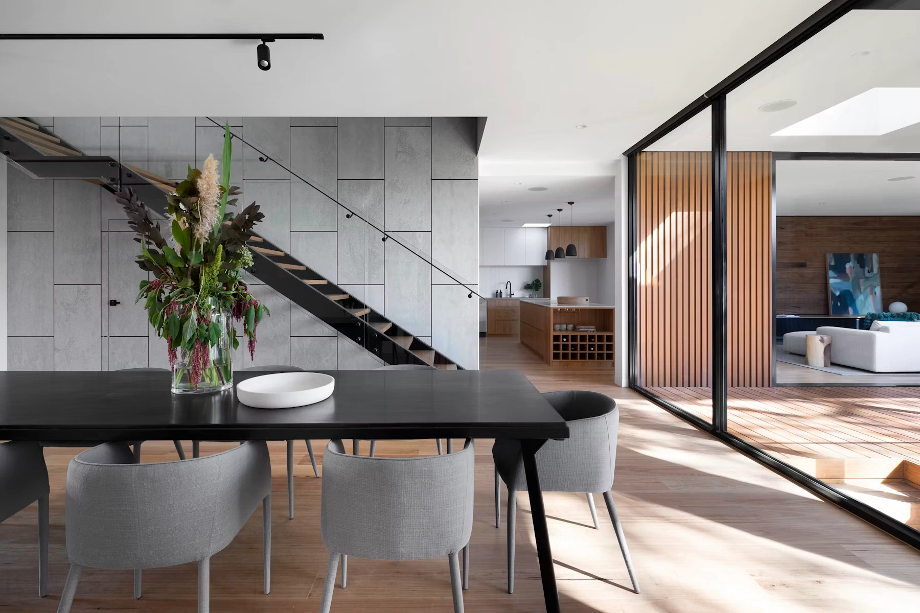 Premium modern interior with architectural ceiling
